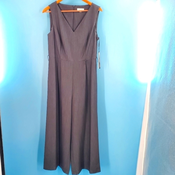 Calvin Klein NWT wide leg charcoal jumpsuit *missing belt* - Picture 1 of 16